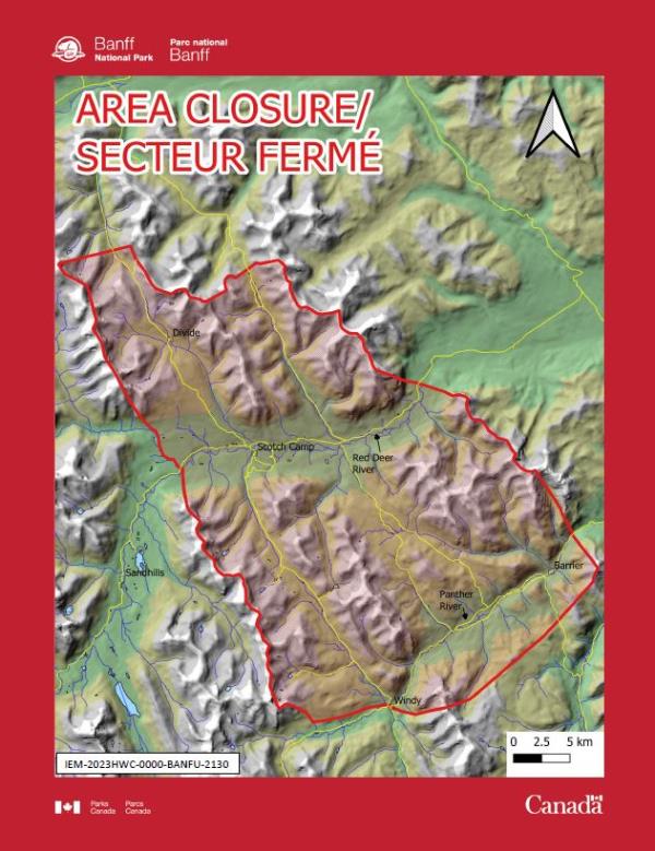The alert location received by Parks Canada Dispatch in Banff National Park indicating a bear attack.