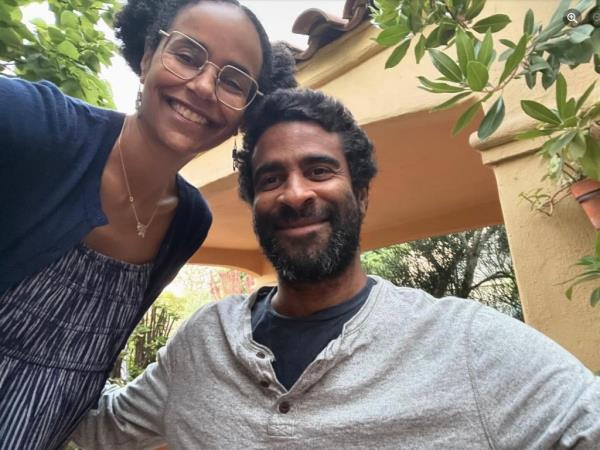 Obi Ndefo with his sister